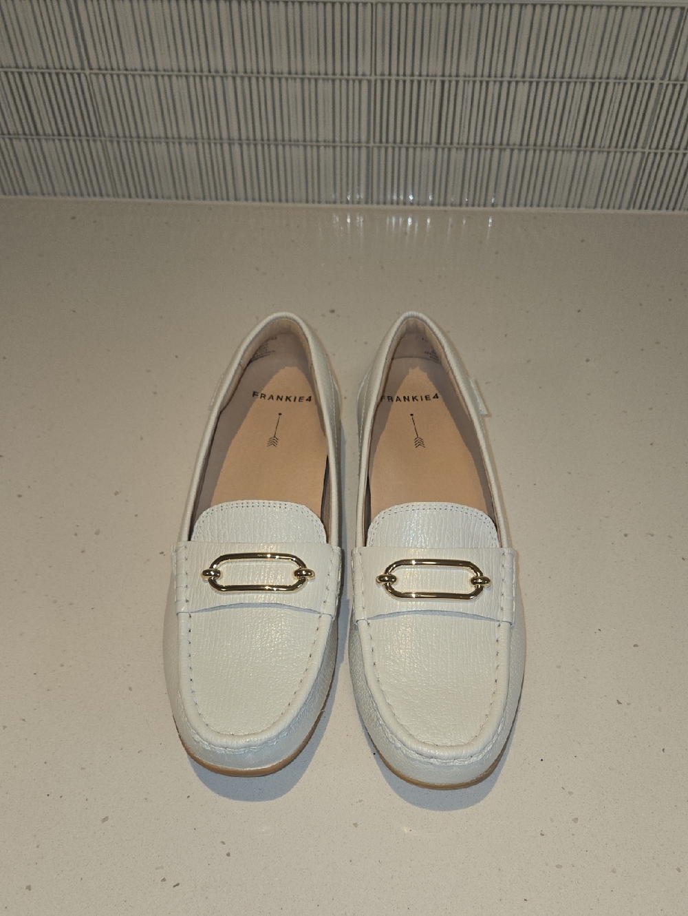 Women's White Leather Moccasin Loafers
